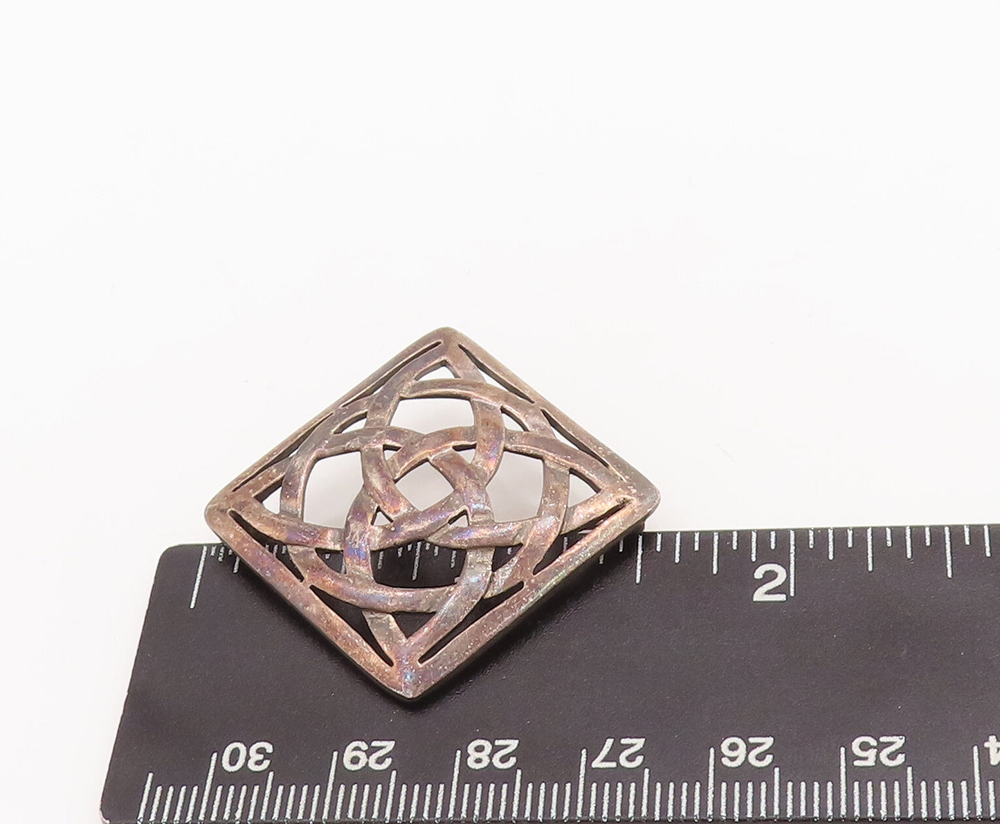 925 Sterling Silver Vintage Brooch Pin Solid Cutout Celtic Knot Square  BP11087