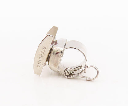 925 Sterling Silver Vintage Pendant Minimalist 3D Carved Crib Charm  PT23171