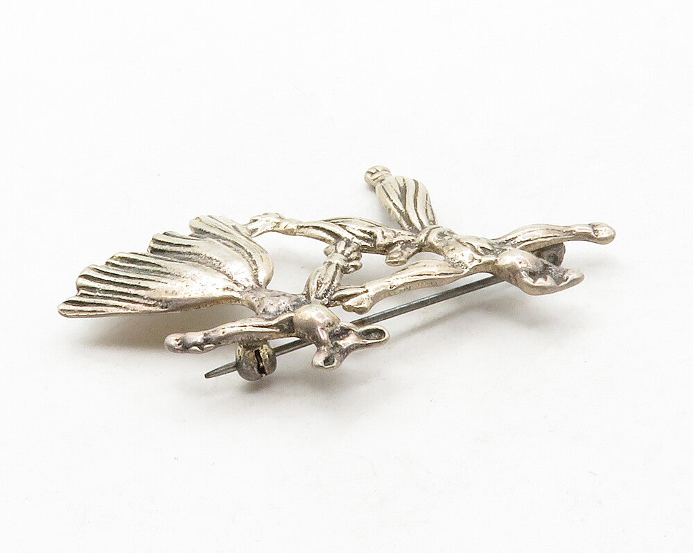 925 Sterling Silver  Vintage Dark Tone Dancing Couple Brooch Pin  BP4943