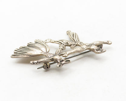 925 Sterling Silver  Vintage Dark Tone Dancing Couple Brooch Pin  BP4943