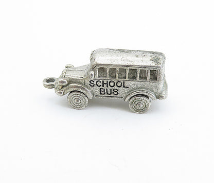 925 Sterling Silver  Vintage Petite Dark Tone School Bus Drop Pendant  PT5630