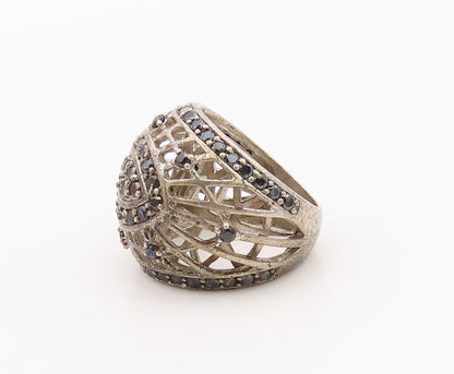 925 Sterling Silver Vintage Ring Classic Sapphire Openwork Band  Sz 8  RG36391