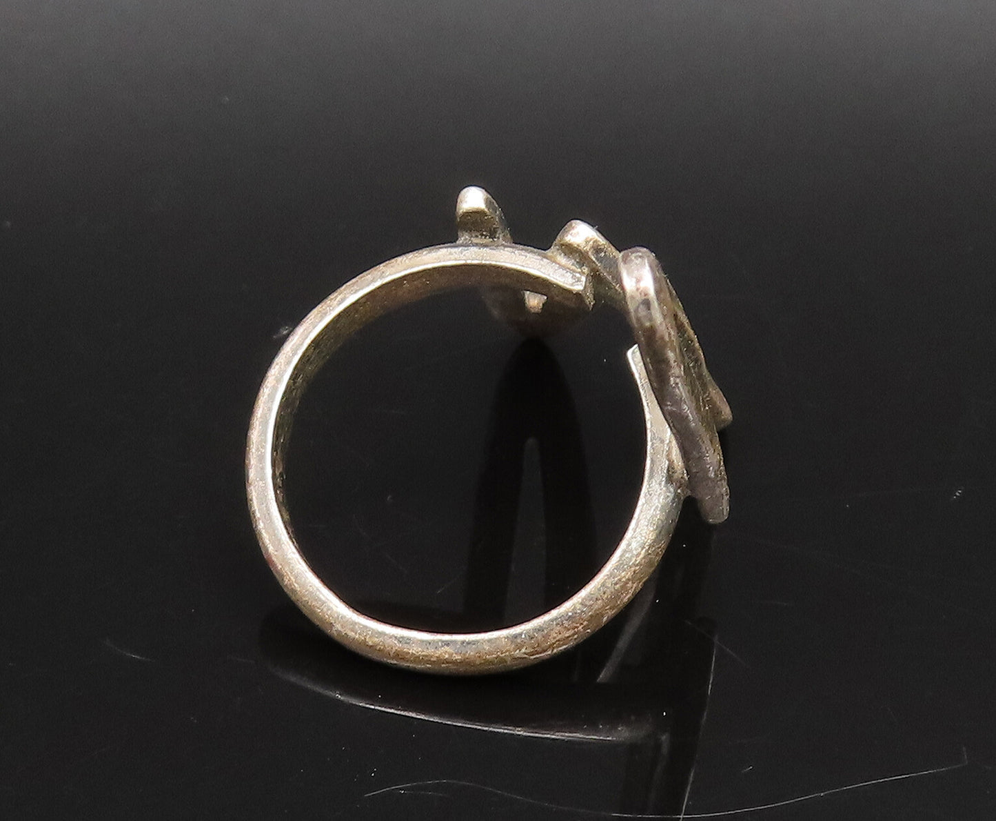 MEXICO 925 Silver  Vintage Modernist Zig Zag Full Finger Ring Sz 9.5  RG26006