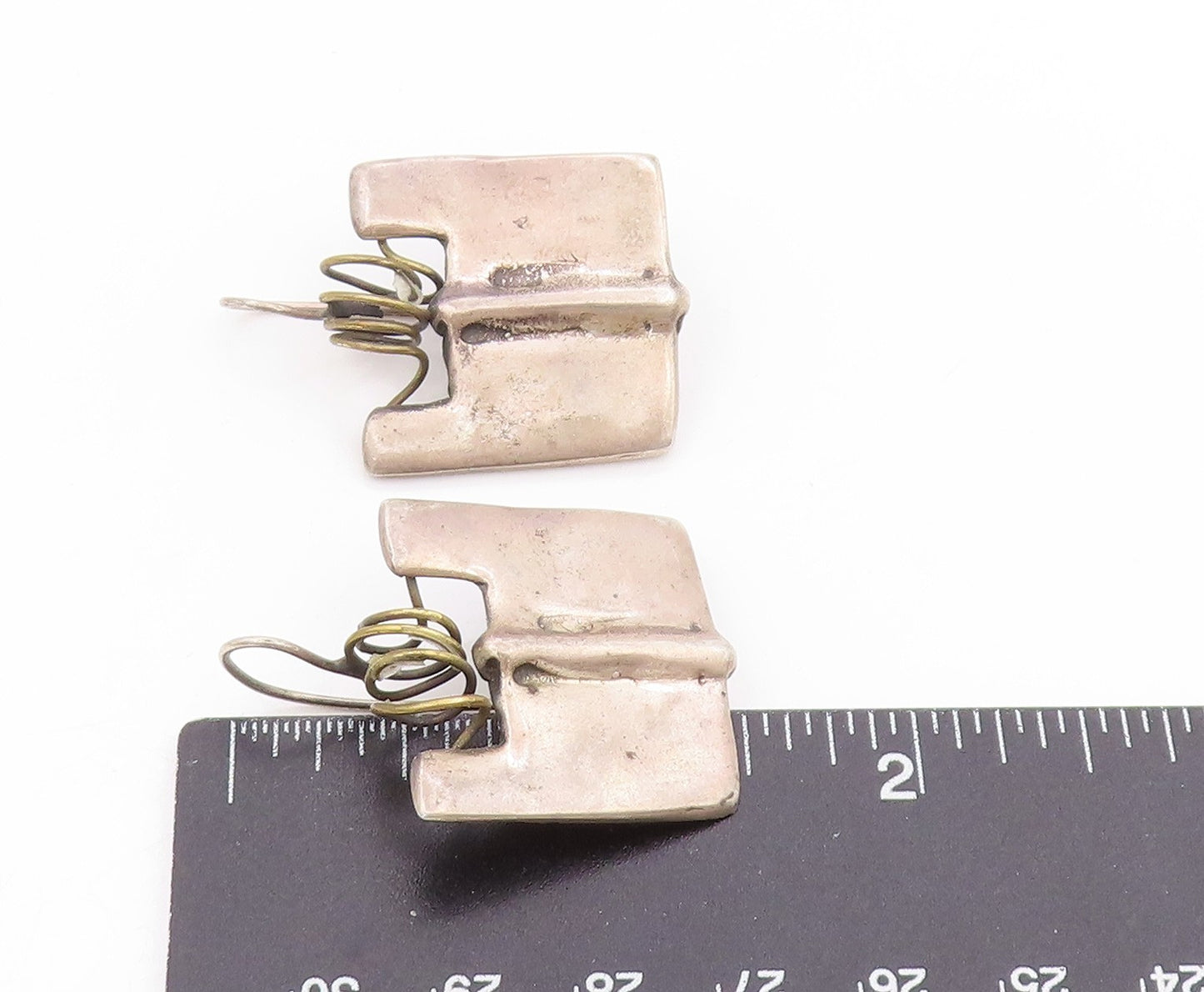 925 Sterling Silver Vintage Earrings Modernist Geometric Wire Design  EG14055