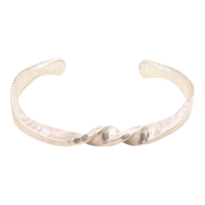 LINDA ALLARD 925 Silver  Vintage Shiny Textured Twist Cuff Bracelet  BT9315