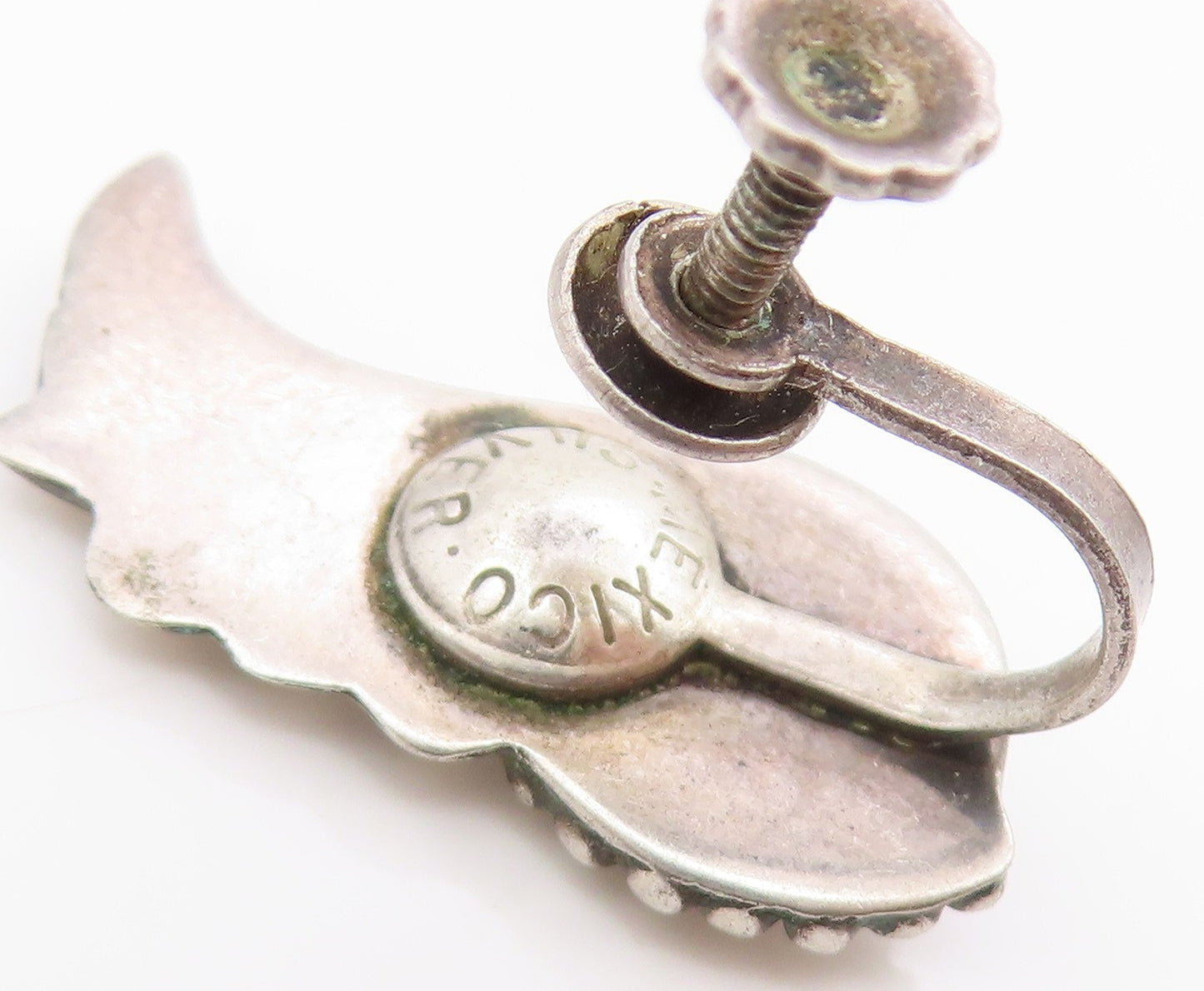 925 Sterling Silver Vintage Earrings Nautilus Conch Shell Screw Backs  EG13973