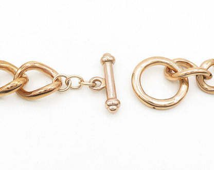 925 Sterling Silver  Vintage Shiny Rose Gold Plated Chain Necklace  NE3093