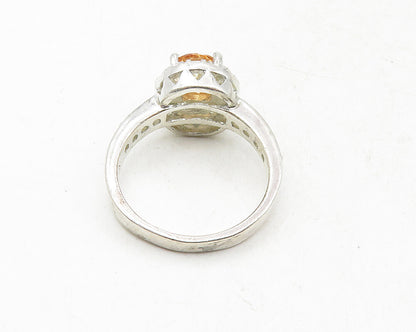 925 Sterling Silver  Vintage Peach Cubic Zirconia Band Ring Sz 8.5  RG9587