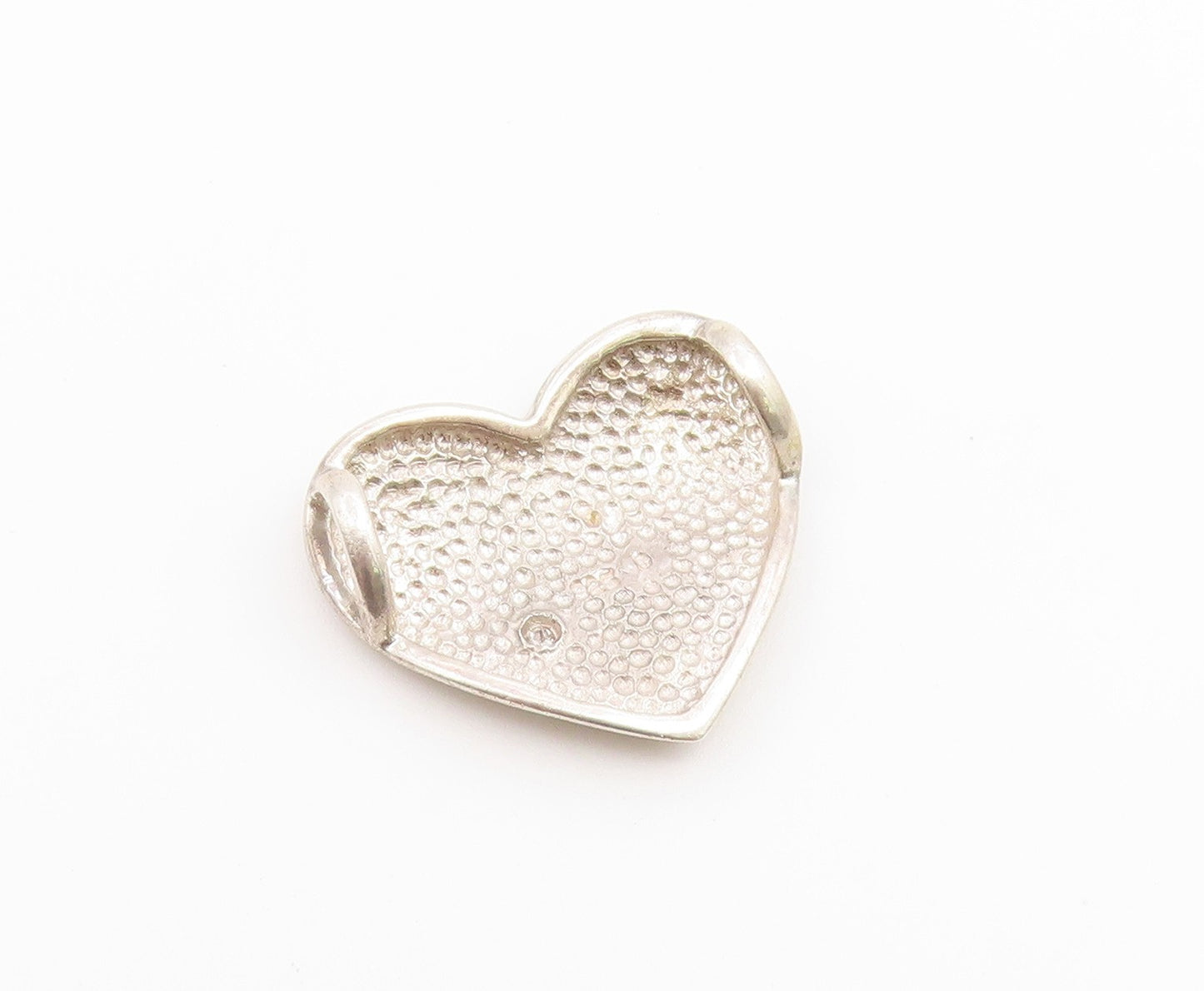 925 Sterling Silver Vintage Pendant Real Diamond Textured Love Heart  PT26542