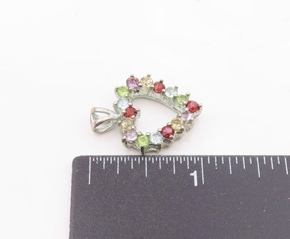 925 Silver  Vintage Dainty Garnet & Multi Stone Love Heart Pendant  PT21104