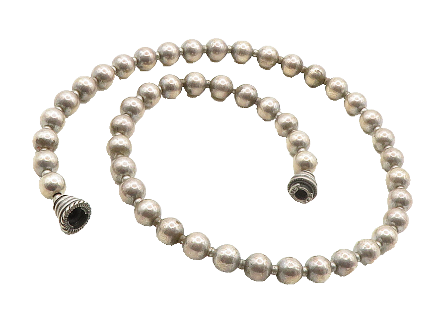 CAROLYN POLLACK 925 Silver  Vintage Dark Tone Smooth Beaded Necklace  NE2195