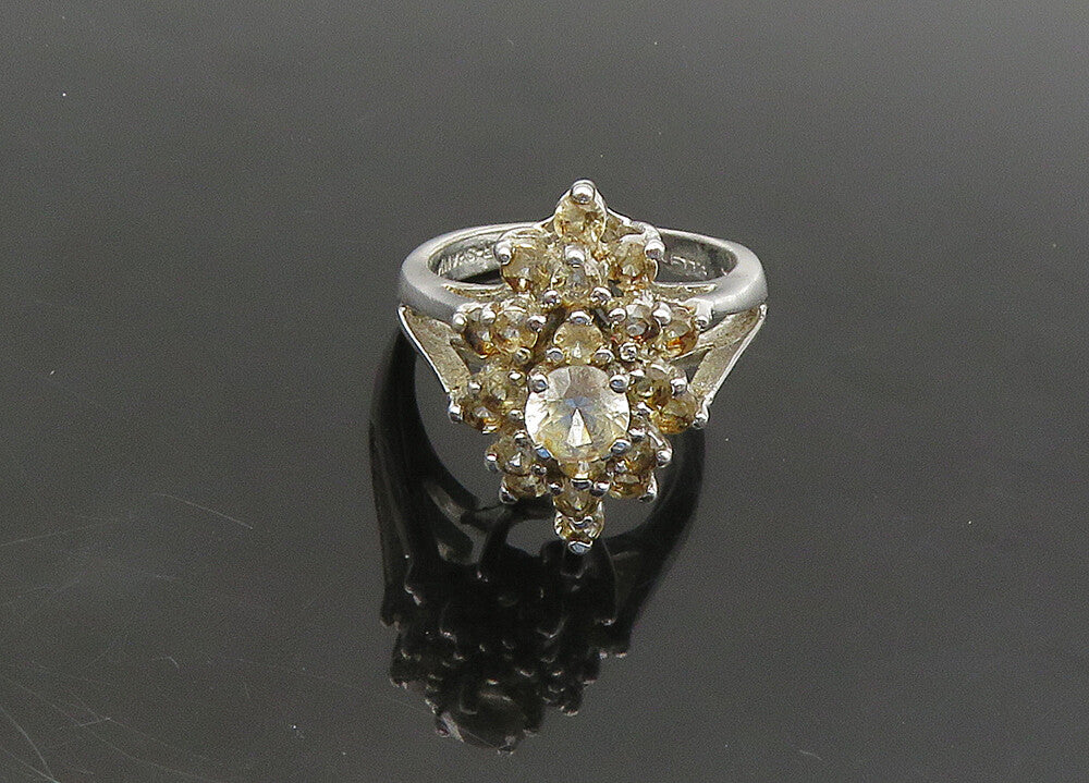 PANETTA 925 Silver  Vintage Topaz Cluster Floral Cocktail Ring Sz 5  RG21891