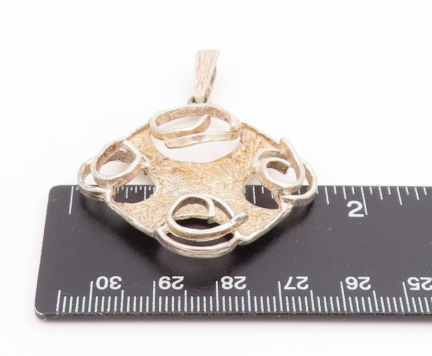 925 Sterling Silver Vintage Pendant NORWAY Modernist Spiral Celtic Knot  PT25623