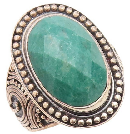 925 Sterling Silver Vintage Ring Oval Cut Gemstone Swirly Carved  Sz 9.5 RG30226