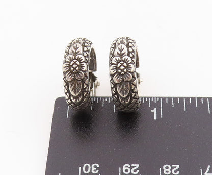 925 Sterling Silver Vintage Earrings STEPHEN DWECK Floral Hoop Clip On  EG13788
