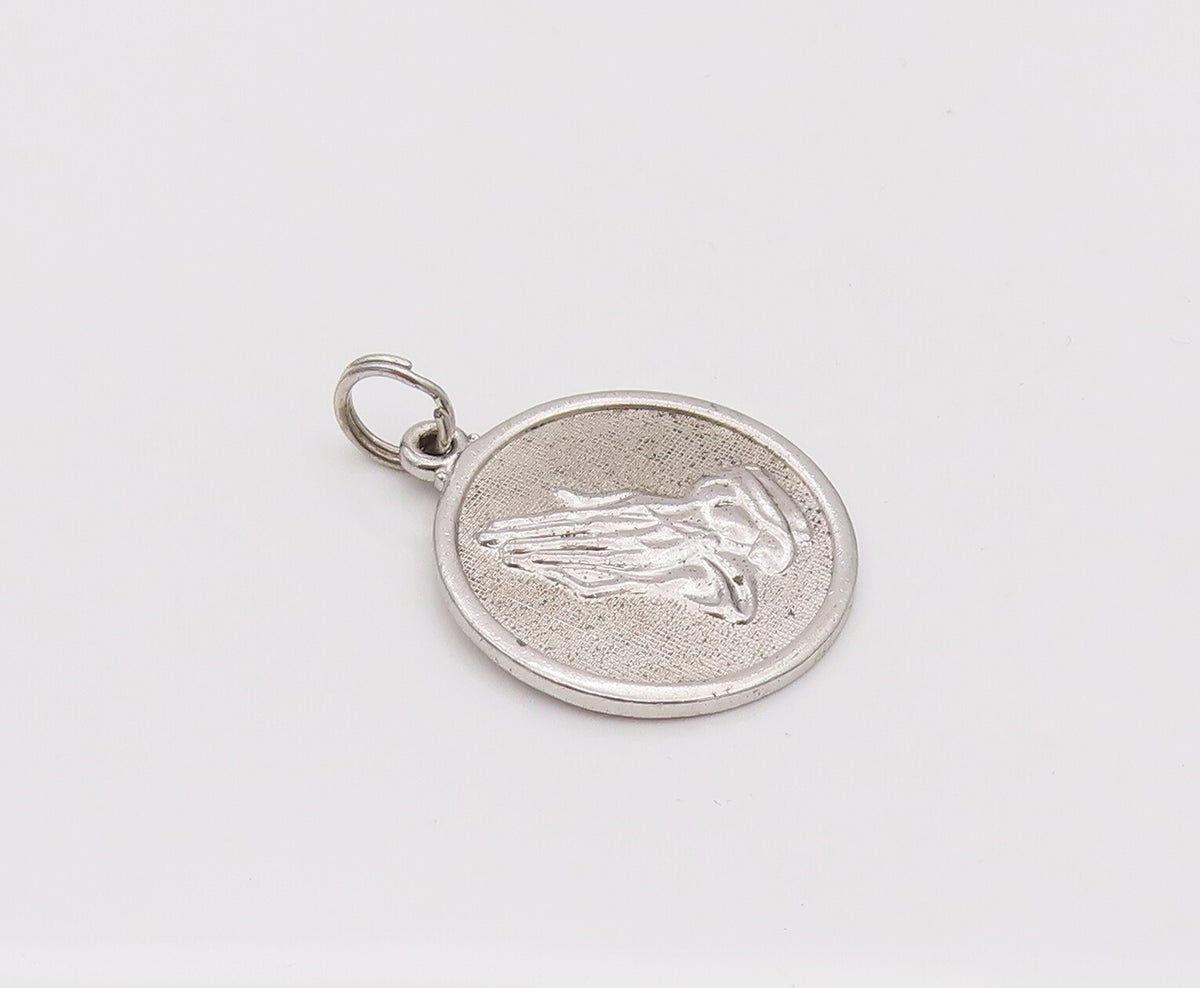 DANECRAFT 925 Silver  Vintage Praying hand Elevated Border Pendant  PT22070
