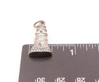 925 Sterling Silver  Vintage Shiny Lighthouse Motif Drop Pendant  PT14929