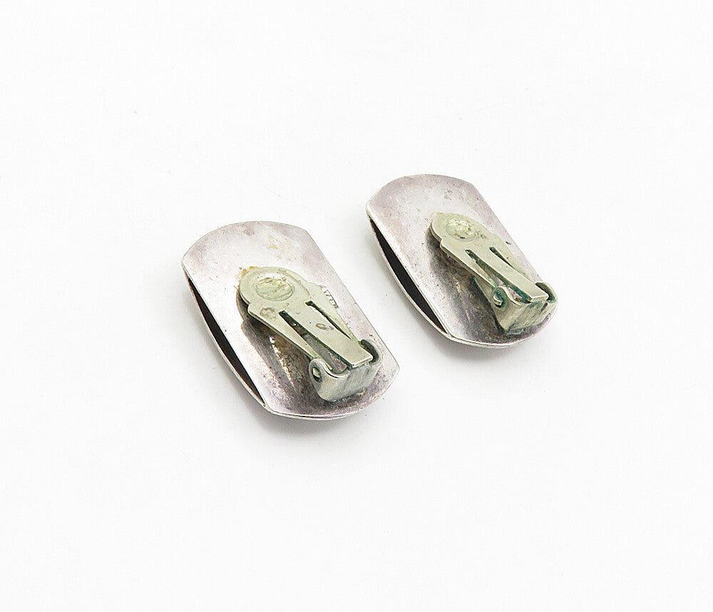 925 Sterling Silver  Vintage Antique Floral Etched Non Pierce Earrings  EG4551