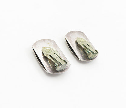 925 Sterling Silver  Vintage Antique Floral Etched Non Pierce Earrings  EG4551