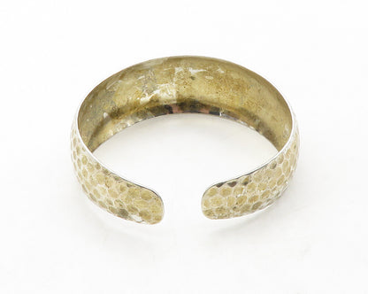 925 Sterling Silver  Vintage Shiny Hammered Round Cuff Bracelet  BT5013