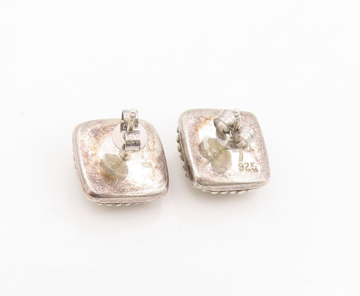 925 Sterling Silver Vintage Earrings JOHN HARDY Geometric Caviar Studs  EG13960