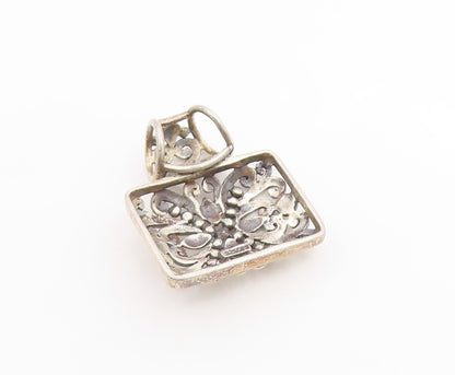 925 Sterling Silver Vintage Pendant Intricate Scrollwork Geometric Charm PT26276