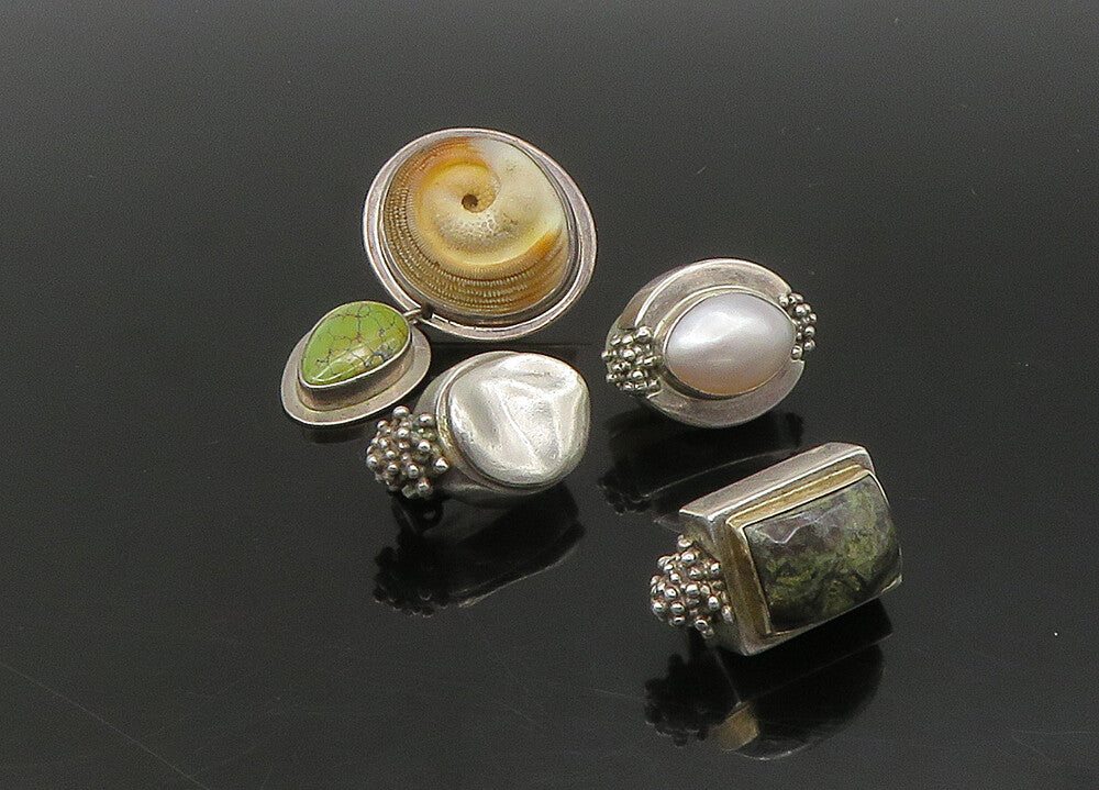 DESIGNER 925 Silver  Vintage Pearl & Jasper Lot Single Earrings  EG11386