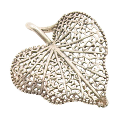 925 Sterling Silver Vintage Brooch Pin Elegant Intricate Openwork Leaf  BP12371