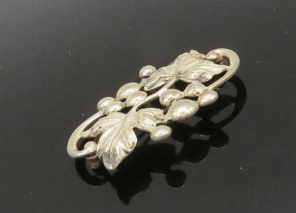 DANECRAFT 925 Silver  Vintage Shiny Floral Grape Vine Motif Brooch Pin  BP8204