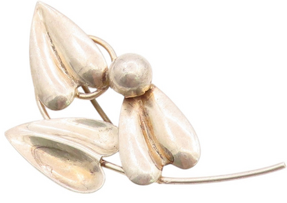 925 Sterling Silver Vintage Brooch Solid Leaved Cutout  BP11733