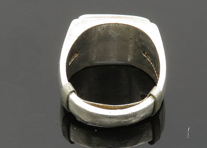 MEXICO 925 Silver  Vintage Large Turquoise Square Band Ring Sz 10  RG20117