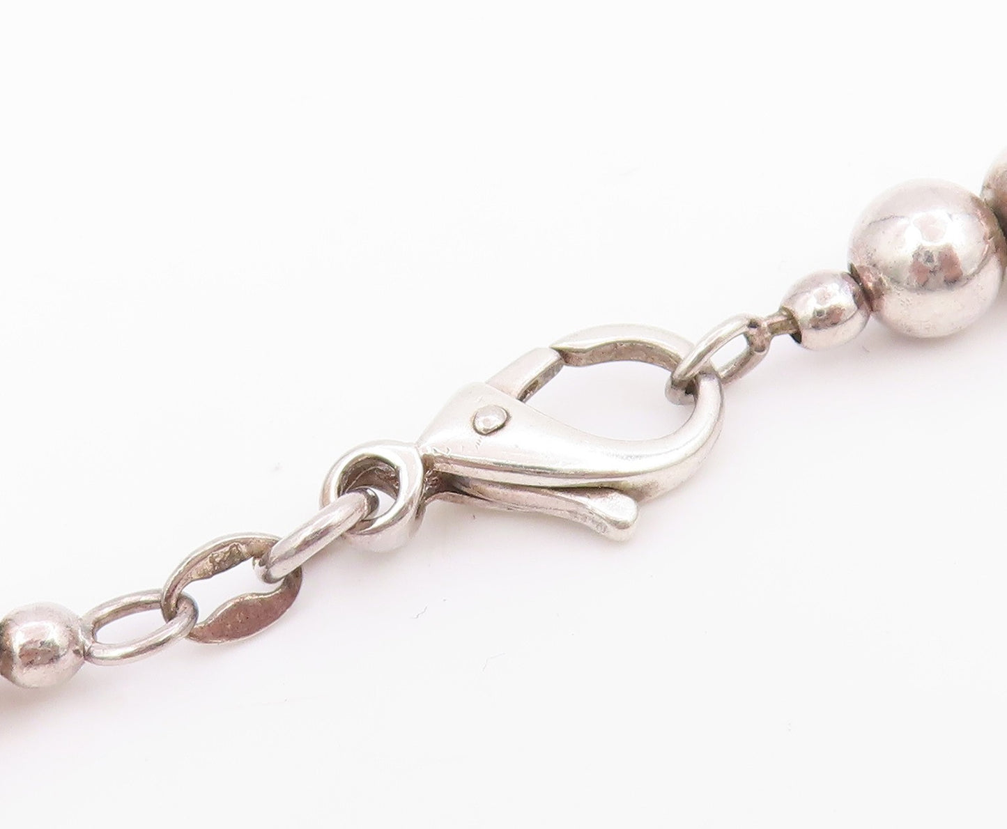 925 Sterling Silver Vintage Necklace Modernist Geometric Bead Bar Chain  NE4829