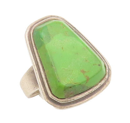 925 Sterling Silver Vintage Ring BARSE Minimalist Large Turquoise Sz 6.5 RG27936
