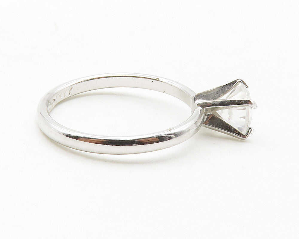 925 Sterling Silver  Prong Set Cubic Zirconia Solitaire Ring Sz 7  RG13655