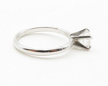 925 Sterling Silver  Prong Set Cubic Zirconia Solitaire Ring Sz 7  RG13655
