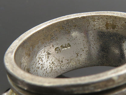 925 Sterling Silver Vintage Cubic Zirconia XO Spinner Band Ring Sz 6.5 RG25339