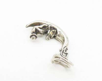 925 Sterling Silver  Vintage Petite Man Rowing Gondola Boat Pendant  PT9086