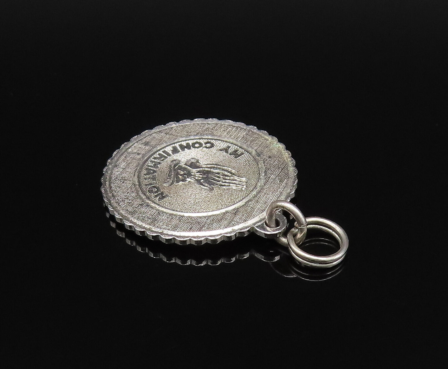 925 Sterling Silver Vintage My Confirmation Prayer Hands Medal Pendant PT21496