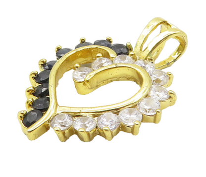 925 Silver Cubic Zirconia & Hematite Gold Plated Love Heart Pendant PT13764