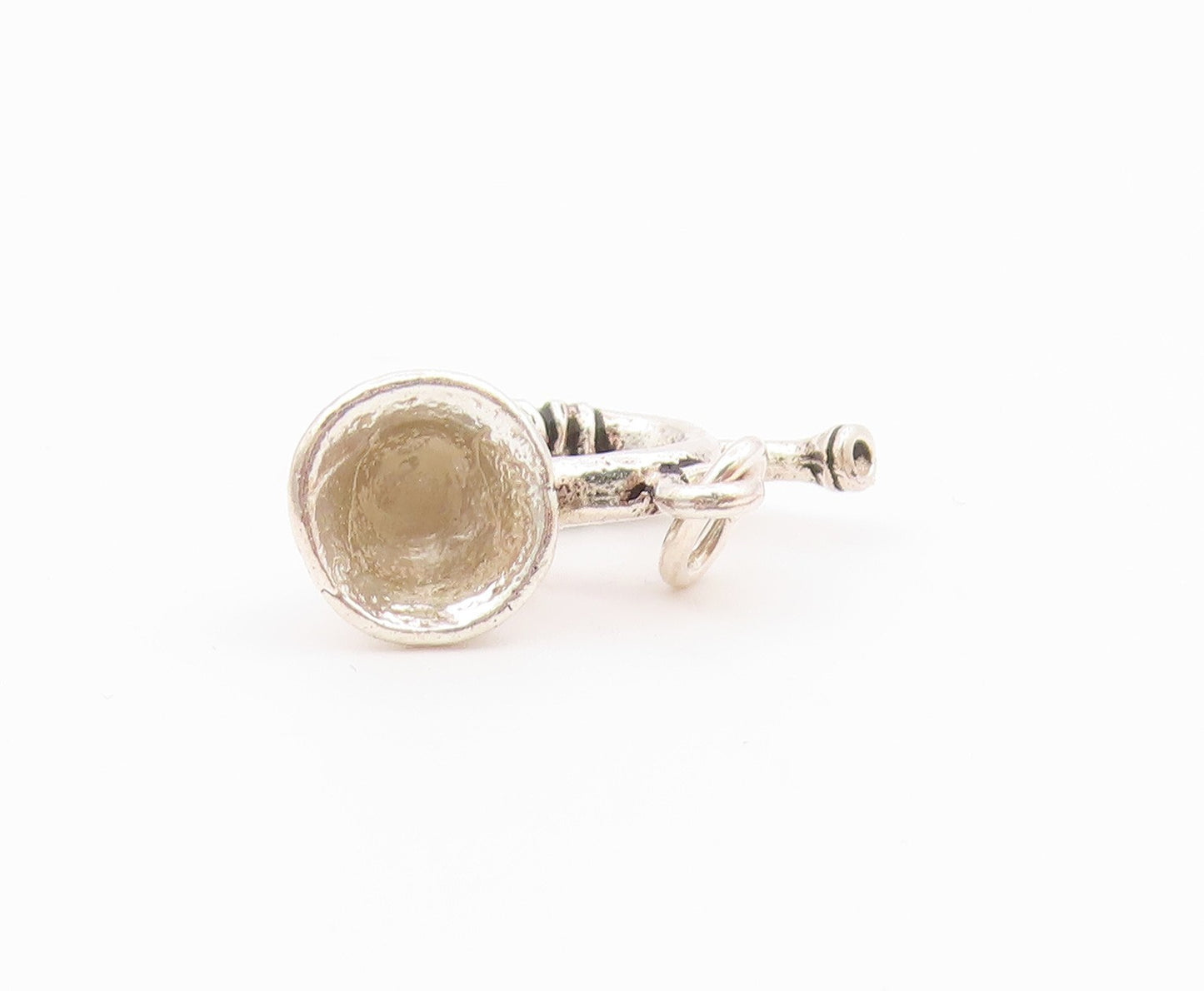 925 Sterling Silver  Vintage Shiny French Horn Petite Pendant  PT18944