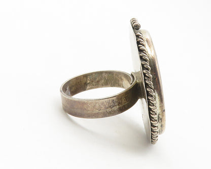 MEXICO 925 Sterling Sterling Silver Vintage Abalone Cocktail Ring Sz 7  RG11733