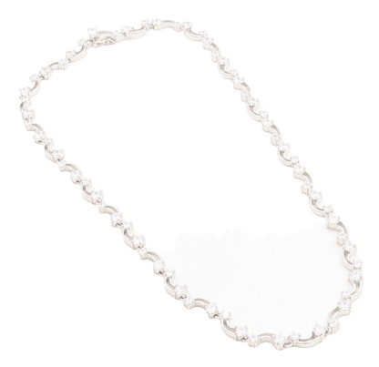 925 Sterling Silver  Sparkling Cubic Zirconia Curved Chain Necklace  NE1306