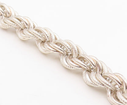 925 Sterling Silver Vintage Bracelet Modernist Solid Twisted Rope Chain  BT11872