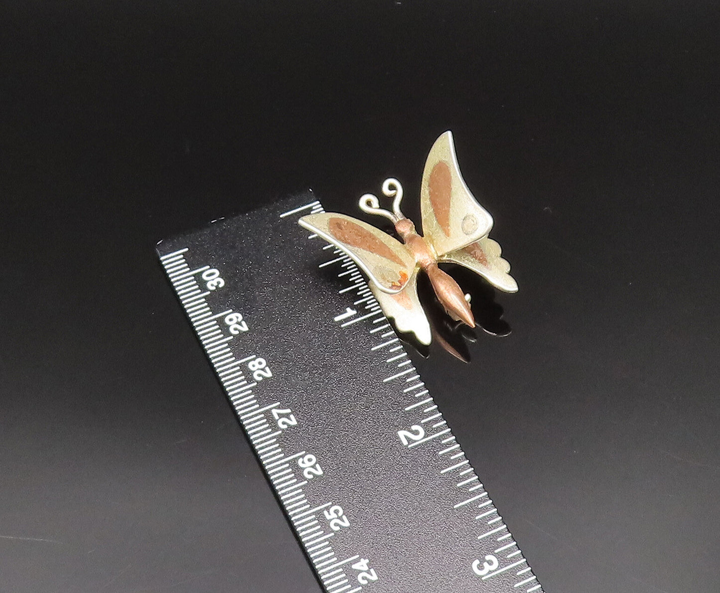 METALES CASADOS 925 Silver  Vintage Two Tone 3D Butterfly Brooch Pin  BP9654