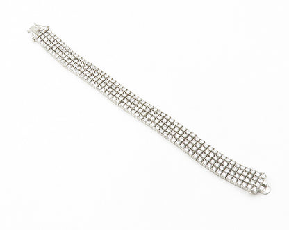 925 Sterling Silver  Vintage Cubic Zirconia Sparkling Chain Bracelet  BT5546