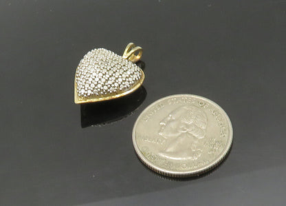 925 Sterling Silver  Vintage Petite Topaz Accented Love Heart Pendant  PT16421