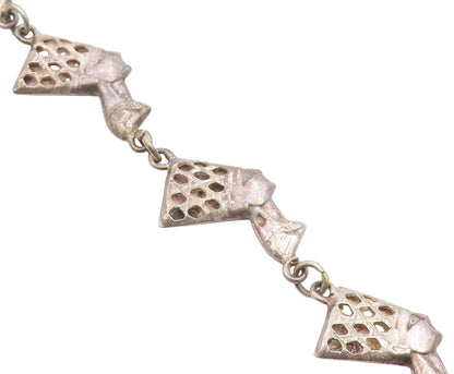 925 Sterling Silver Vintage Bracelet Egyptian Queen Nefertiti Head Link  BT11482