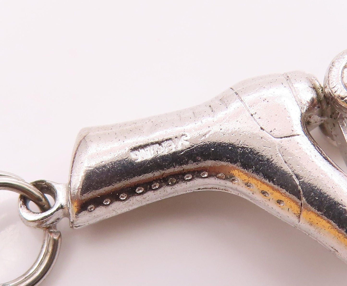 925 Sterling Silver  Vintage Moveable Wheels Roller Skate Pendant  PT21354