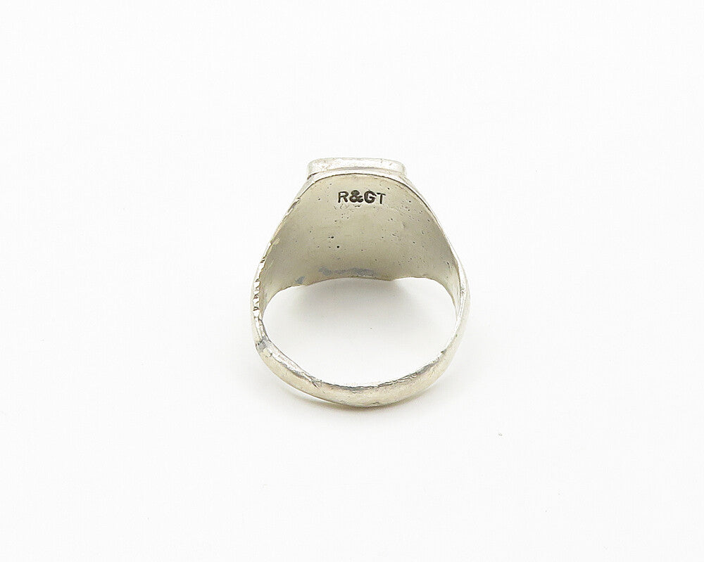 R&GT ZUNI 925 Silver  Vintage Mother Of Pearl Cocktail Ring Sz 12.5  RG18326