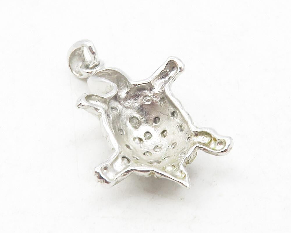 925 Sterling Silver  Vintage Shiny Turtle Animal Motif Drop Pendant  PT9695